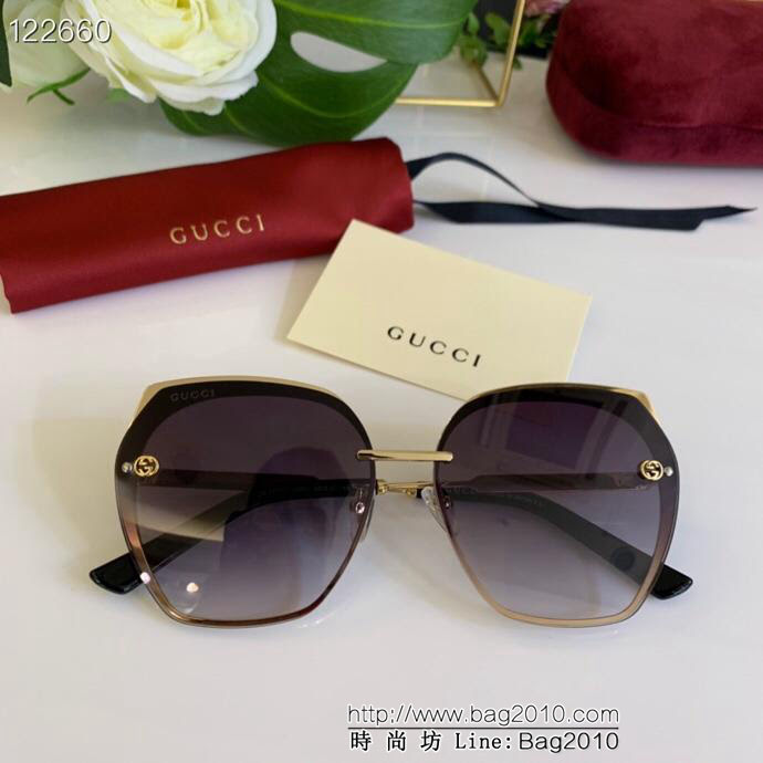 GUCCI古馳 GG0377S 開放式設計 雙Glogo 女款太陽鏡  lly1231